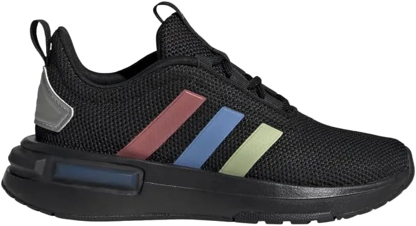 adidas Racer TR23 Elastic Lace Sneaker, Black/Silver Metallic/Black, 7 US Unisex Big Kid