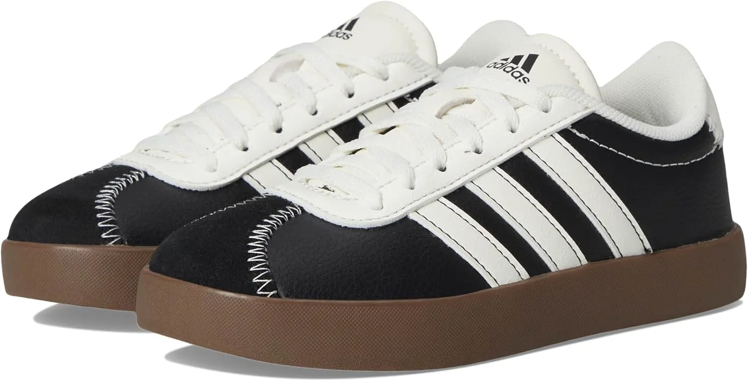adidas VL Court 3.0 Sneaker, Black/Off White/Black, 3.5 US Unisex Little Kid