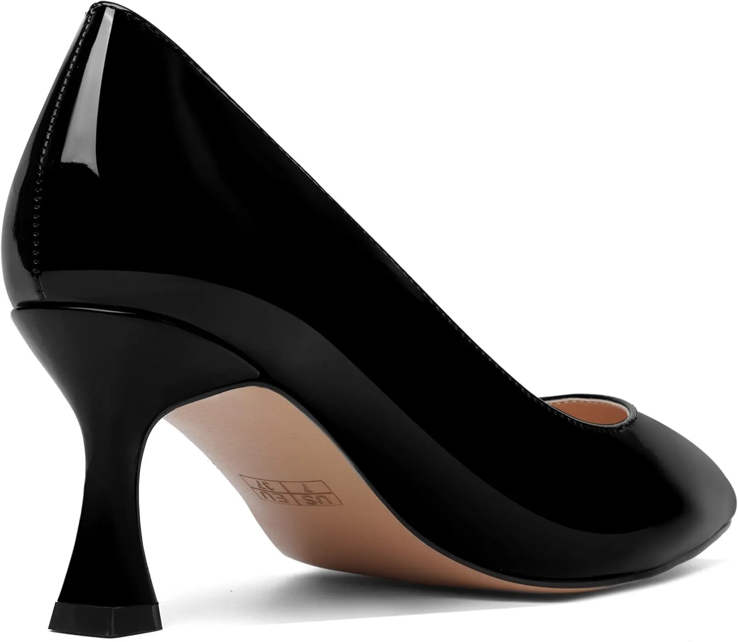 AMBELIGHT Womens Office Slip On Patent Solid Pointed Toe Casual Kitten Mid Heel Pumps Shoes 2.5 Inch