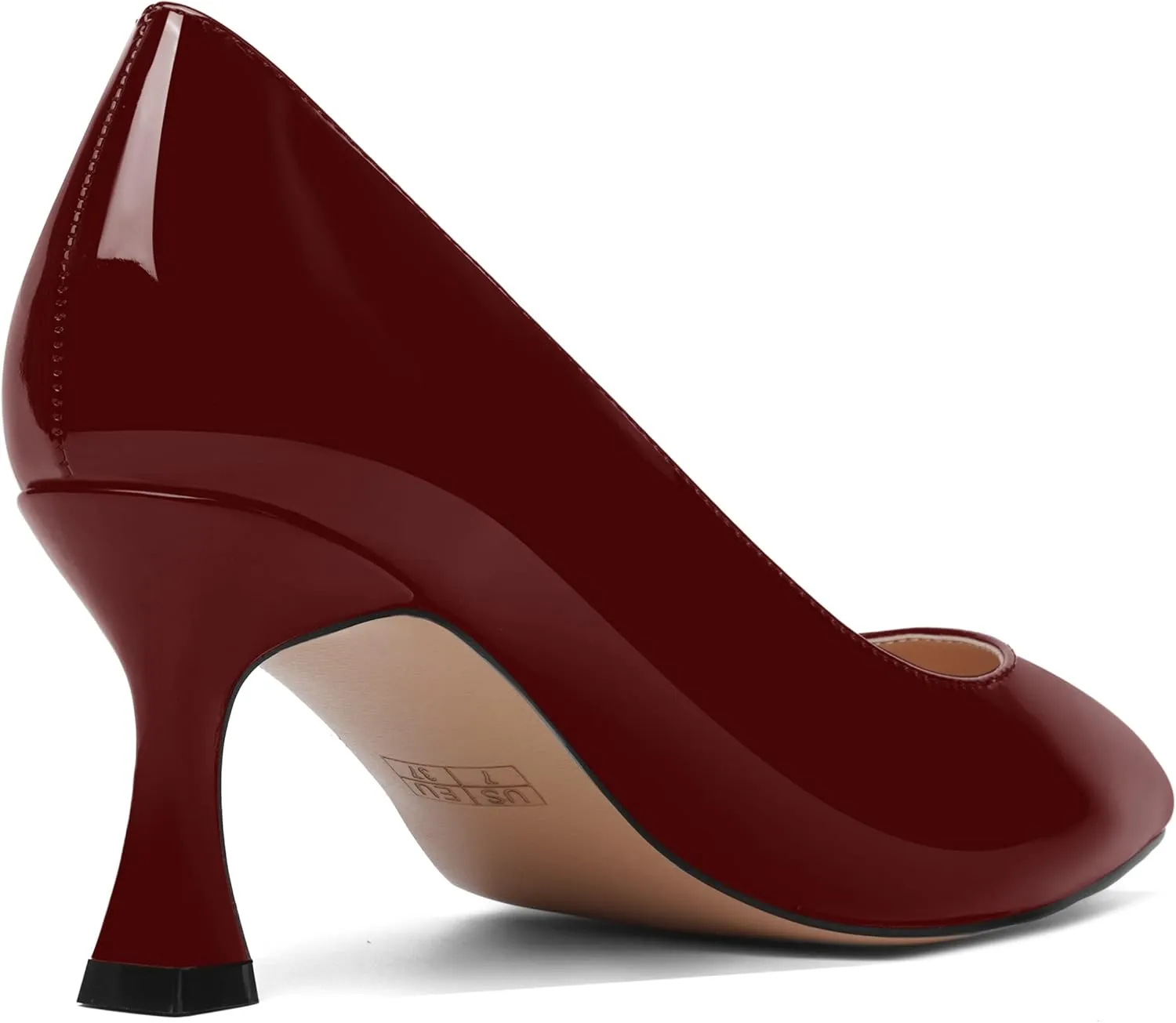 AMBELIGHT Womens Office Slip On Patent Solid Pointed Toe Casual Kitten Mid Heel Pumps Shoes 2.5 Inch