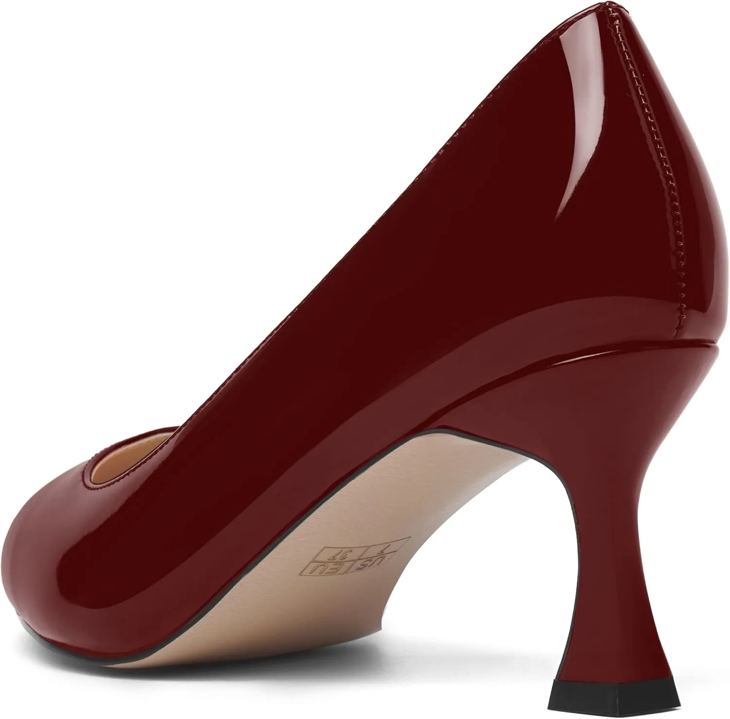 AMBELIGHT Womens Office Slip On Patent Solid Pointed Toe Casual Kitten Mid Heel Pumps Shoes 2.5 Inch
