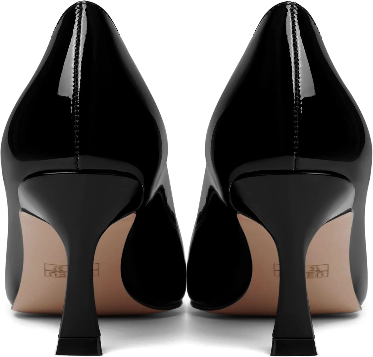 AMBELIGHT Womens Office Slip On Patent Solid Pointed Toe Casual Kitten Mid Heel Pumps Shoes 2.5 Inch