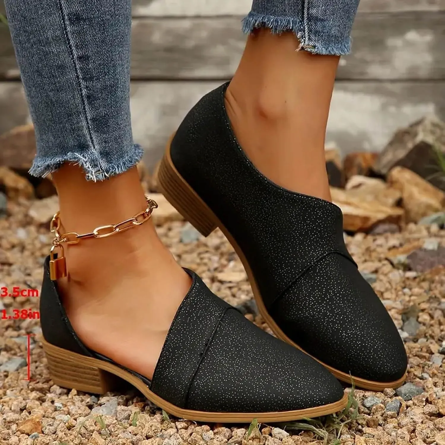 Ankle Boots for Women, No Heel Arch Support Flat Heel Boots Side Zipper Vintage Leather Damping Ankle Boots Shoes