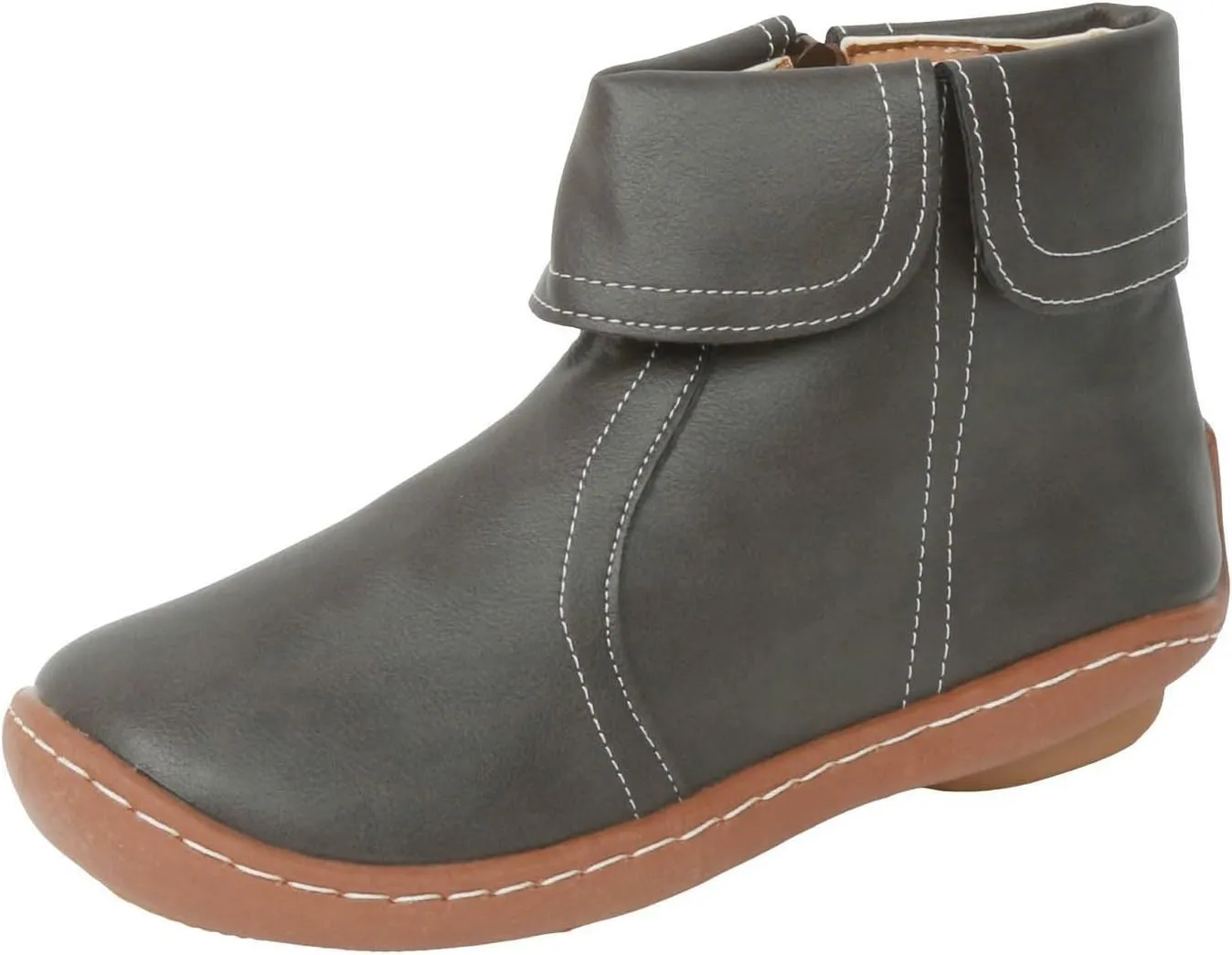 Ankle Boots for Women No Heel Side Zipper 2024 New Vintage Leather Dressy Arch Support Damping Leather Shoes Booties