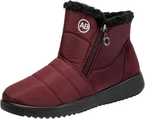 Ankle Boots for Women Warm Fur Lined Winter Snow Boots Outdoor Comfortable Flat Booties Leather Round Toe Booties