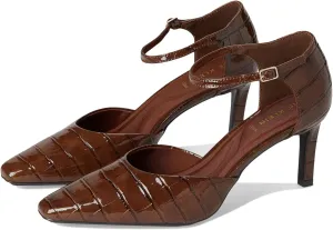 Anne Klein Women's Rosalind Ankle-Strap Pump, Brown Croc, 7 M