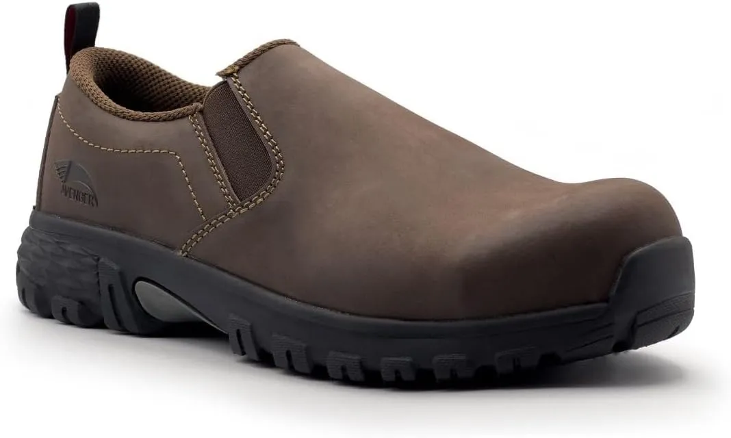 AVENGER FSI Footwear Specialties International Nautilus Women's Flight Slip-On Composite Toe ESD Work Shoe Brown - A7045 Brown Brown 8-M