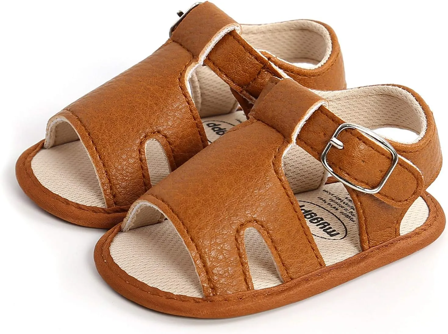 Baby Boy and Unisex Sandals Shoes First Walkers Anti-Slip Soft Sole Flat Sandals for Infant/Toddlers (Brown, 0-6 Months)