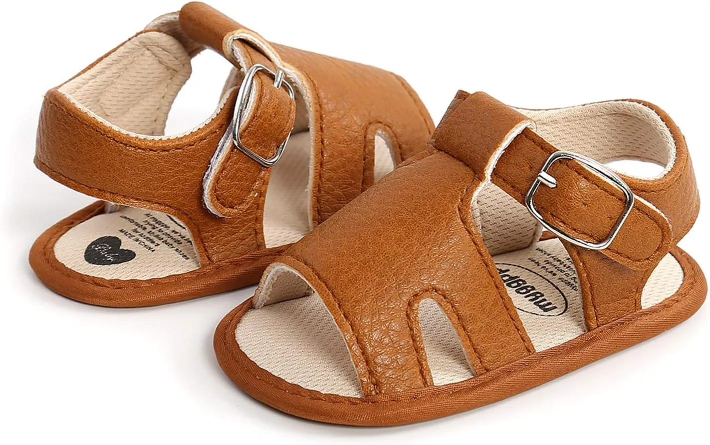 Baby Boy and Unisex Sandals Shoes First Walkers Anti-Slip Soft Sole Flat Sandals for Infant/Toddlers (Brown, 0-6 Months)