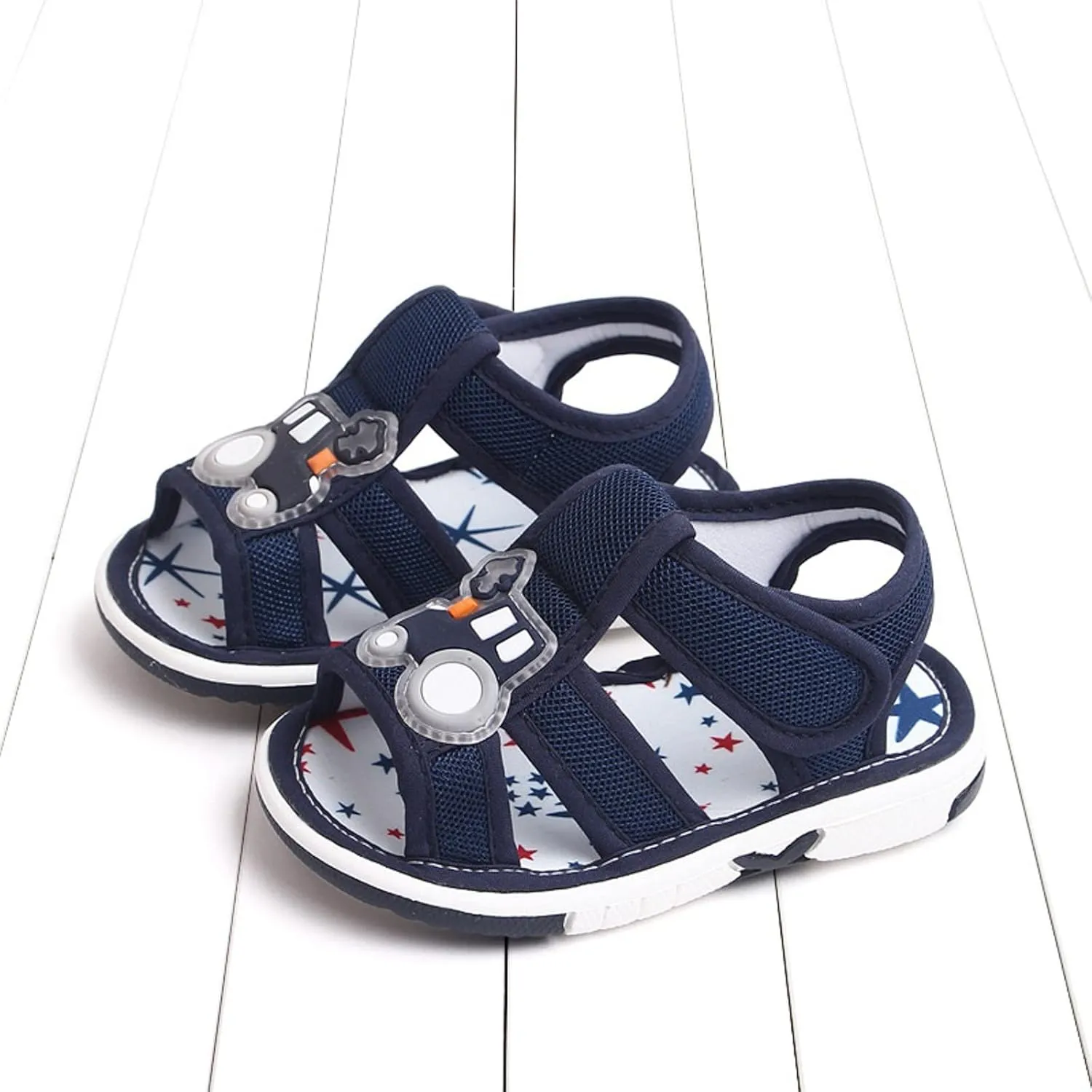 Baby Boy Squeaky Sandals Infant Premium Rubber Sole Closed-Toe Non-Slip Shoes Toddler Soft First Walkers Shoes