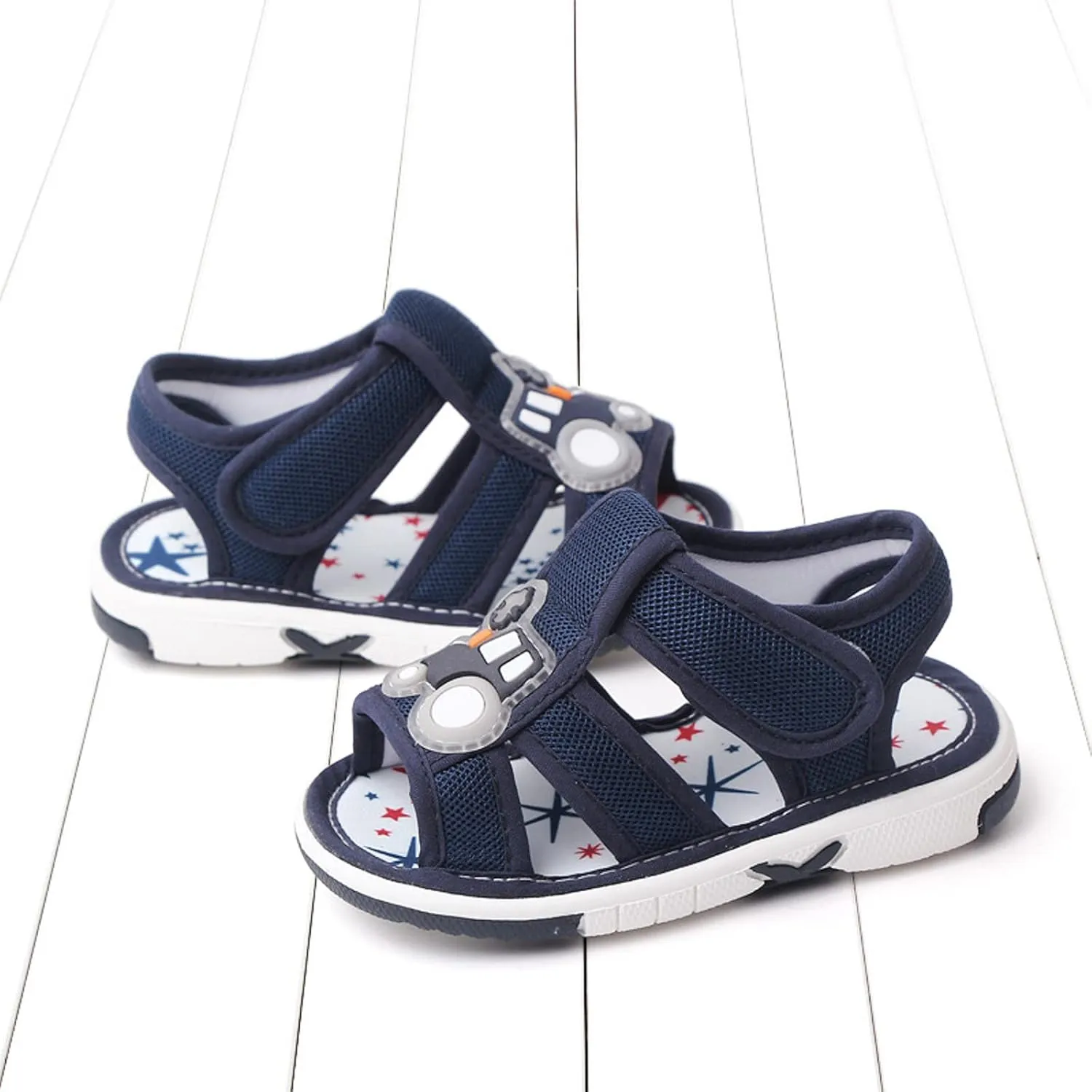 Baby Boy Squeaky Sandals Infant Premium Rubber Sole Closed-Toe Non-Slip Shoes Toddler Soft First Walkers Shoes