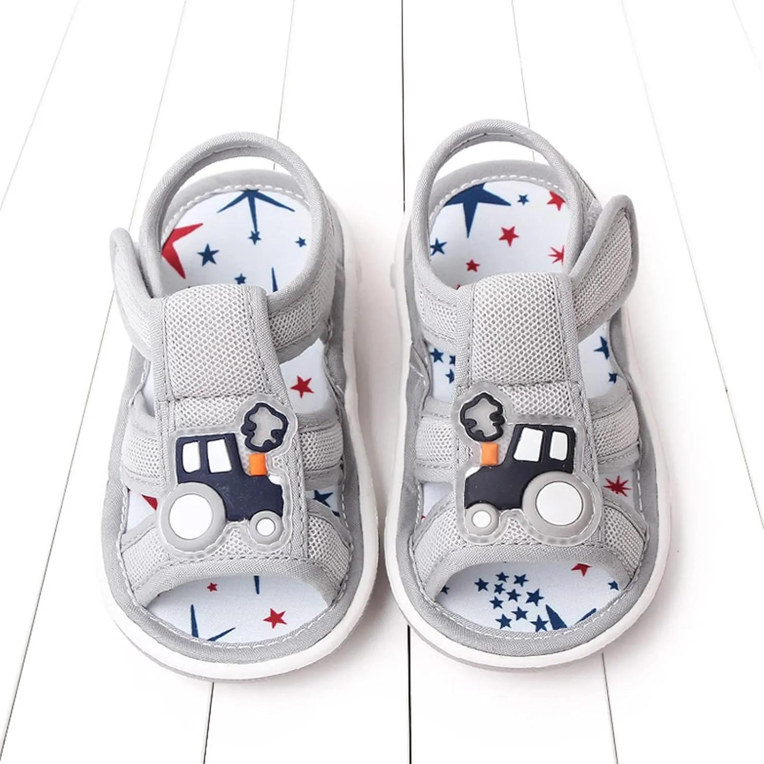 Baby Boy Squeaky Sandals Infant Premium Rubber Sole Closed-Toe Non-Slip Shoes Toddler Soft First Walkers Shoes