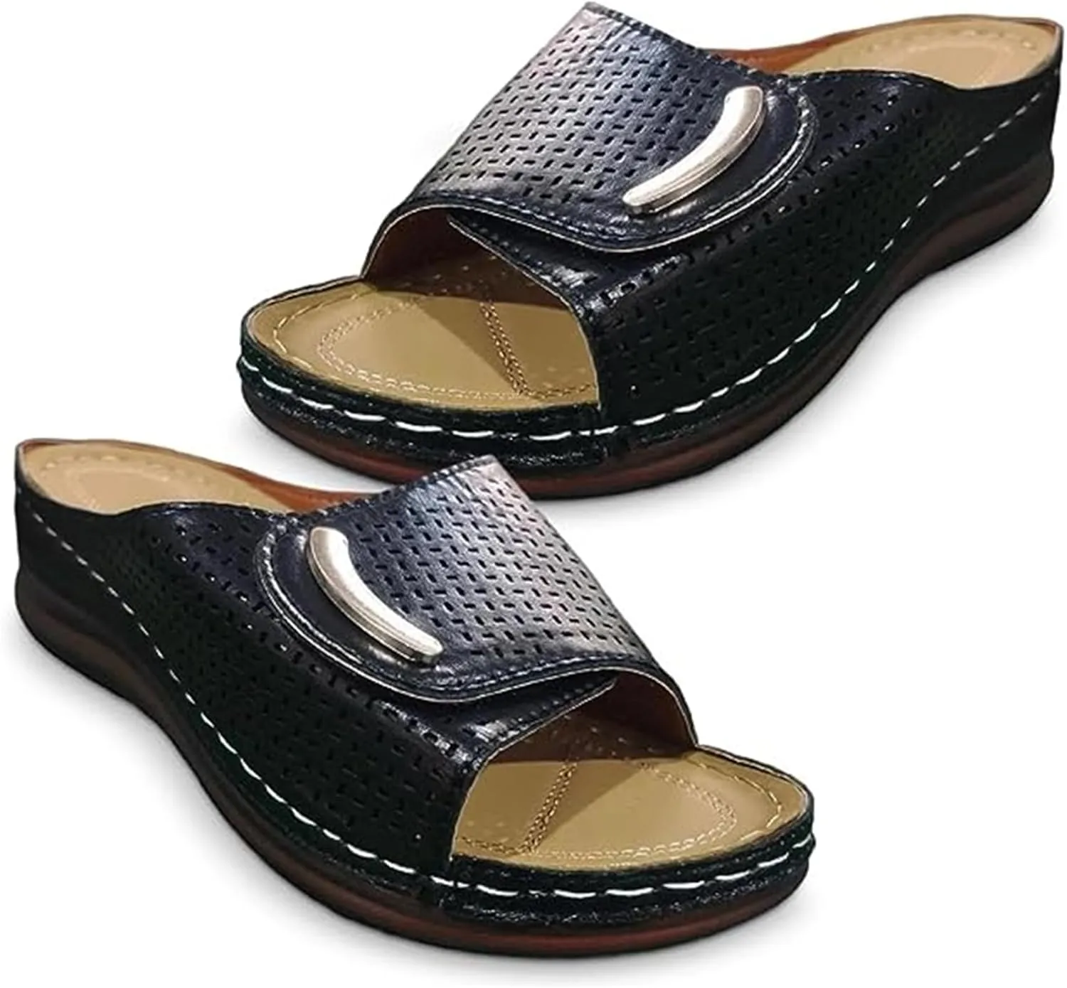 BBPM Sandals for Women Casual Summer Peep Toe Hollow Out Orthopedic Slippers Summer Peep Toe Sandals for Women Casual Open Toe Arch Support Shoes