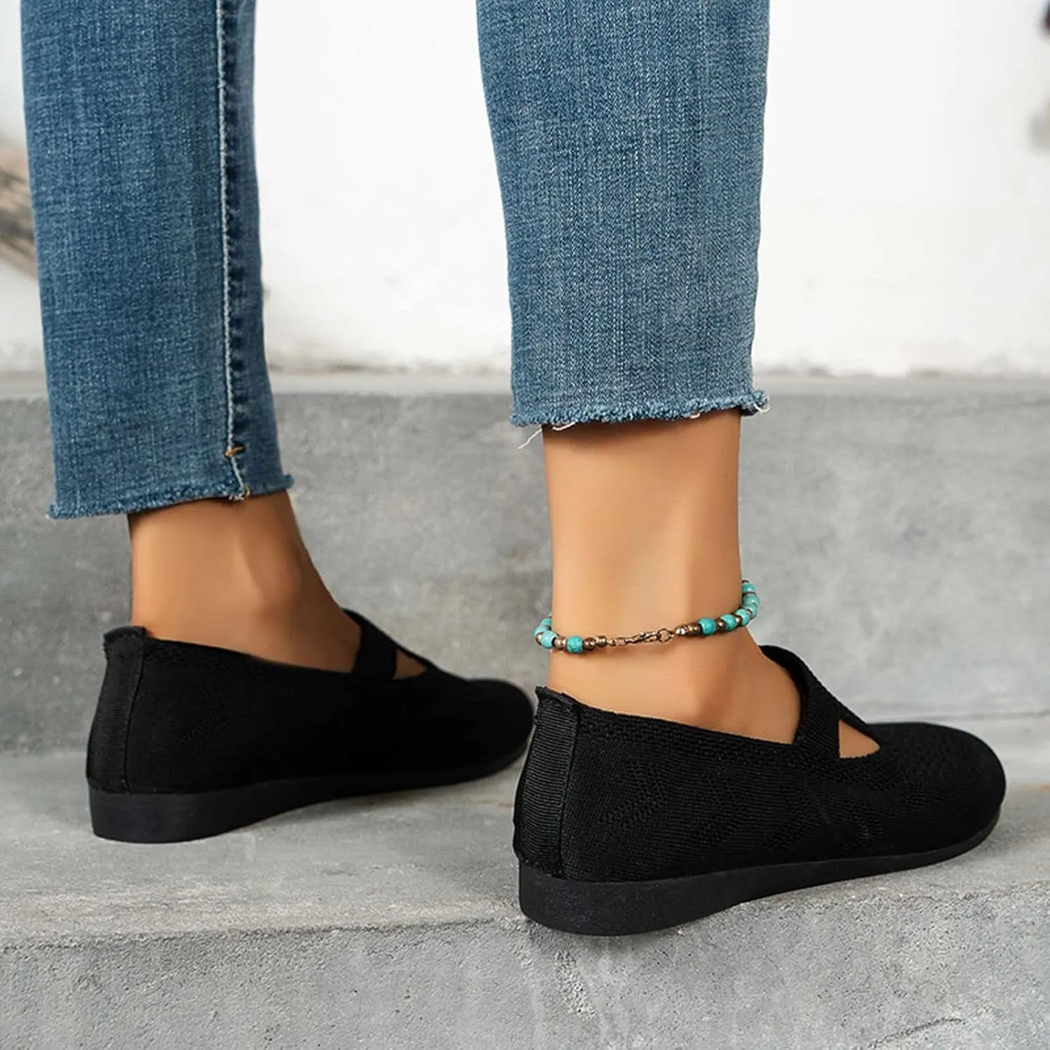 Black Orthopedic Shoes for Women Casual Slip on Sneakers Shoe Woven Arch Support Breathable Soft Sole Sports Footwear