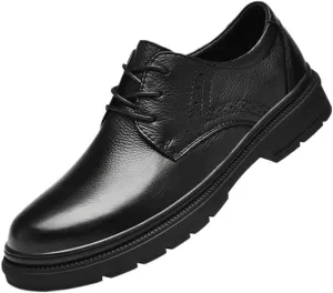 British Platform Leather Dress Shoes Black Fashionable Lightweight Oxfords Men's Classic Lace-up Tuxedo Shoes