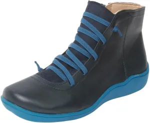 Cathalem Ankle Boots for Women Fall Arch Support Booties Side Zip-up Vintage Leather Damping Shoes Flat Heel Booties