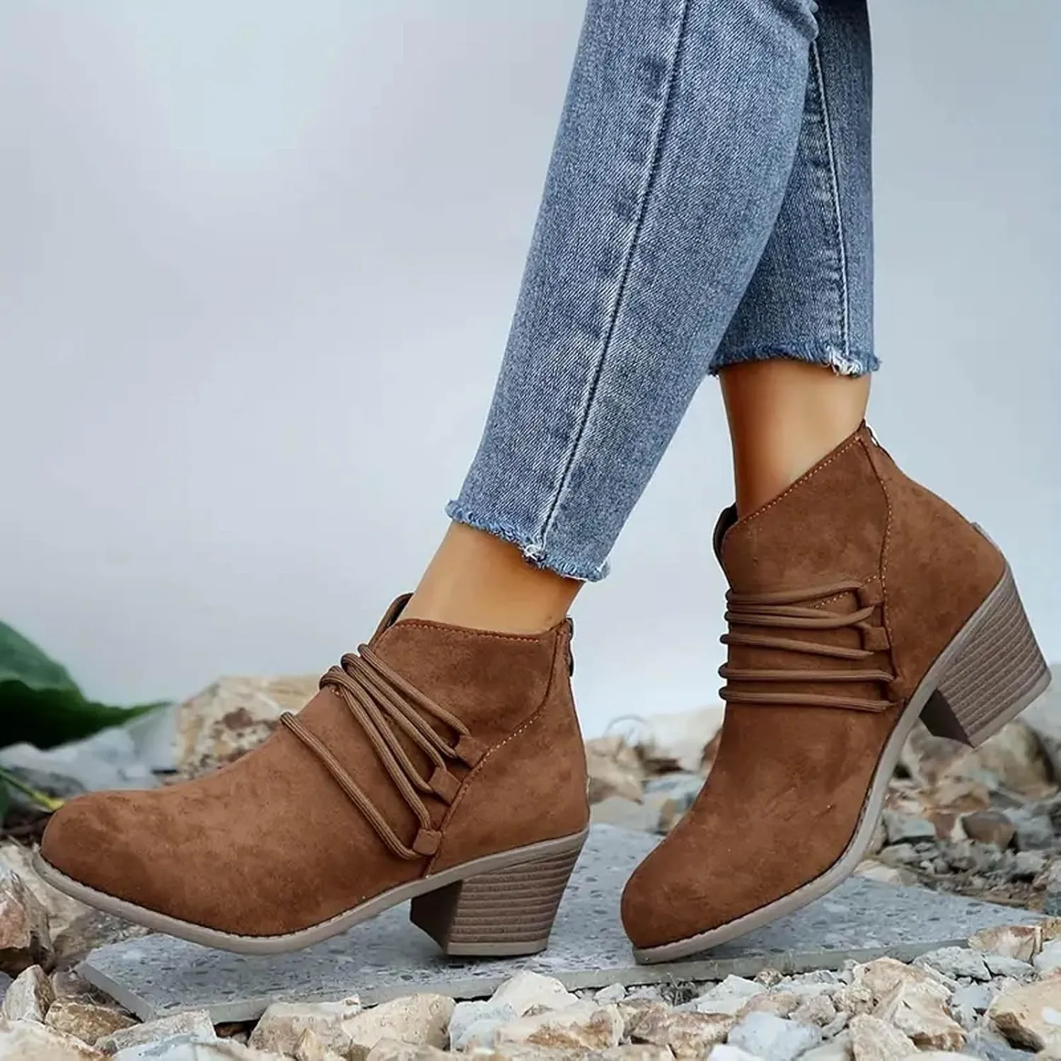 Cathalem Boots for Women 2024 Premium Orthopedic Ankle Boots Arch Support Leather Comfortable Side Zip Wedge Booties