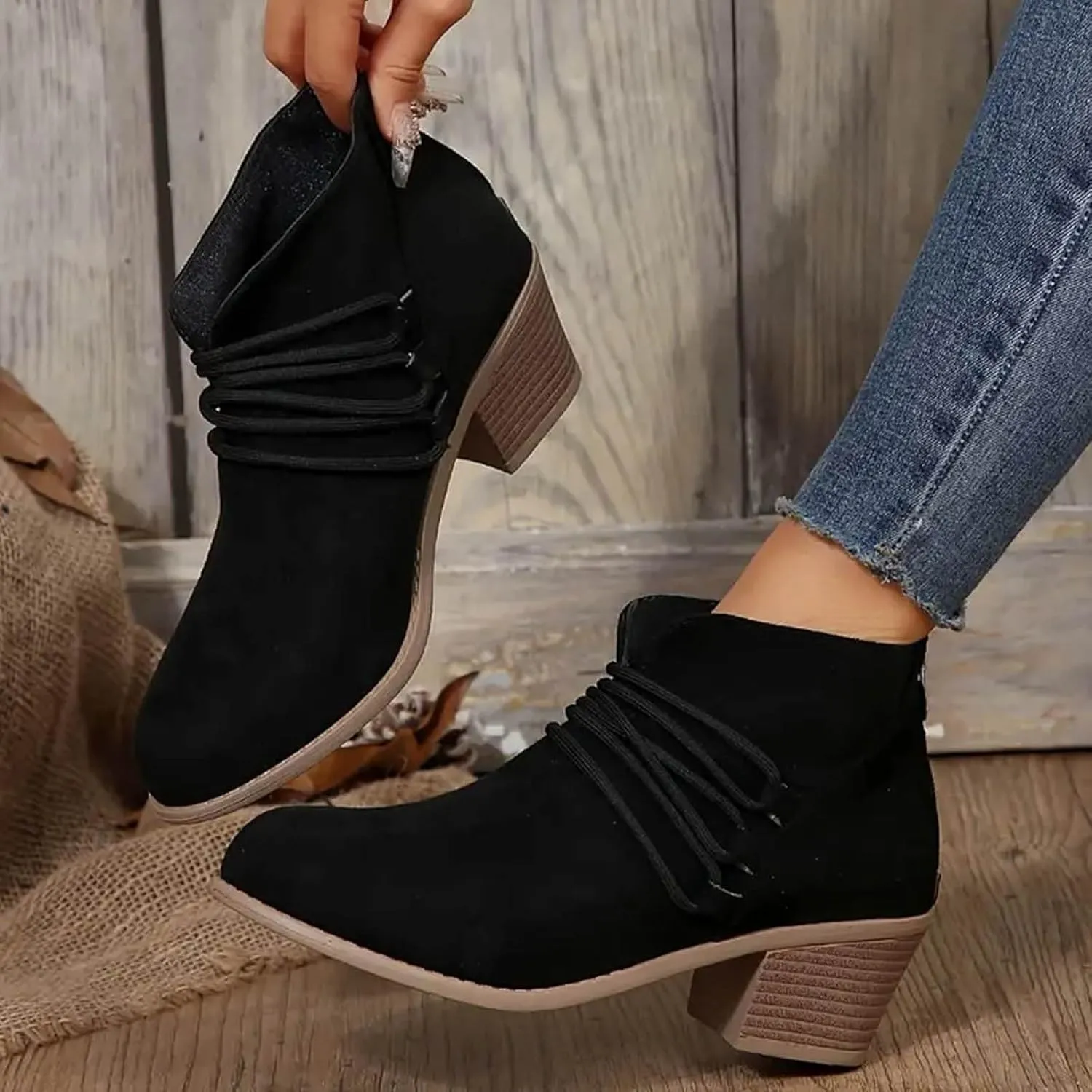 Cathalem Boots for Women 2024 Premium Orthopedic Ankle Boots Arch Support Leather Comfortable Side Zip Wedge Booties