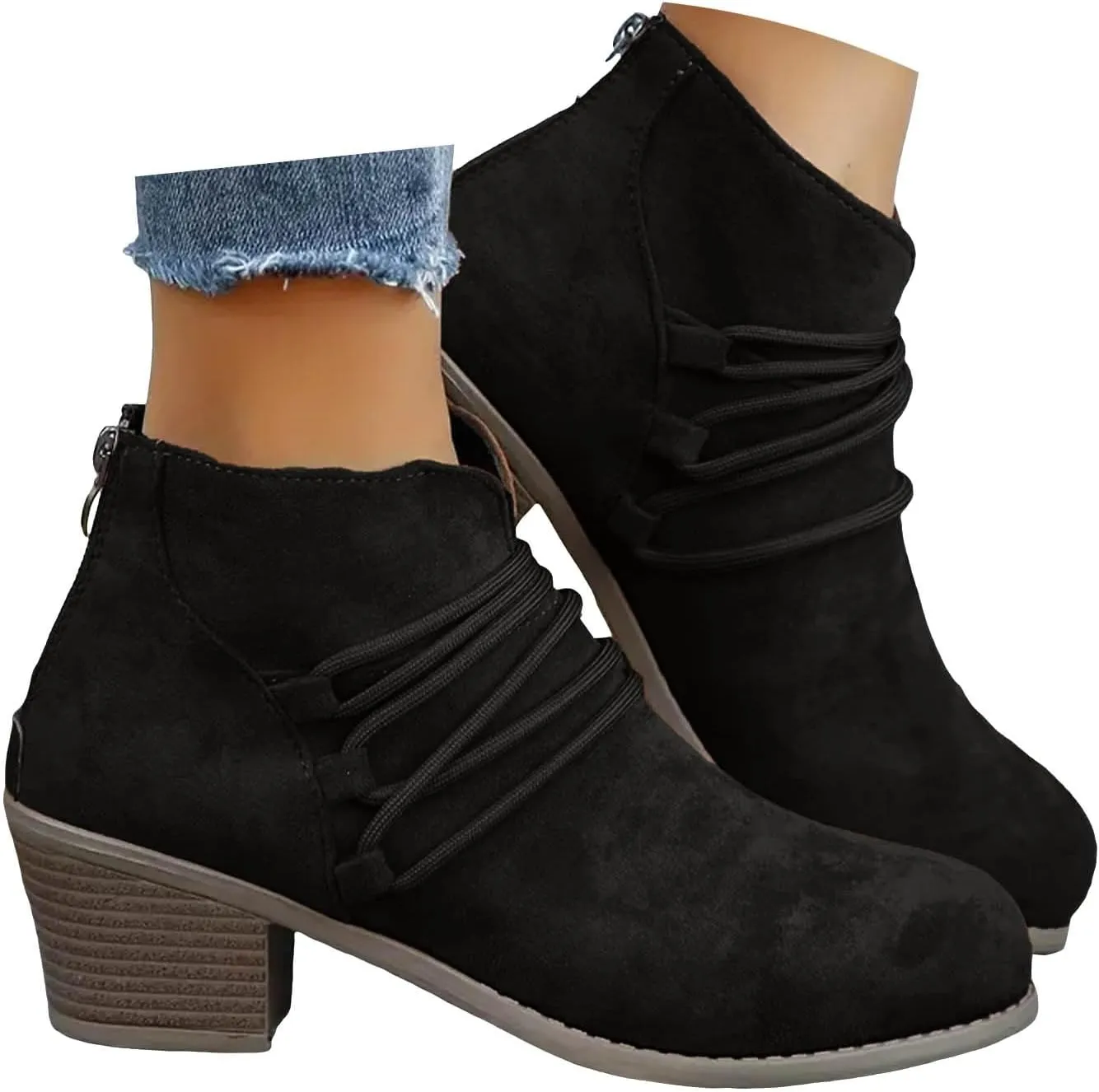 Cathalem Boots for Women 2024 Premium Orthopedic Ankle Boots Arch Support Leather Comfortable Side Zip Wedge Booties