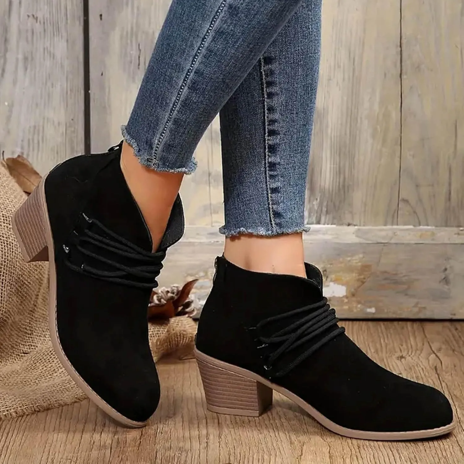Cathalem Boots for Women 2024 Premium Orthopedic Ankle Boots Arch Support Leather Comfortable Side Zip Wedge Booties