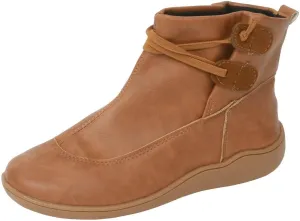Cathalem Boots for Women Premium Orthopedic Ankle Boots Arch Support Leather Comfortable Side Zip Wedge Booties