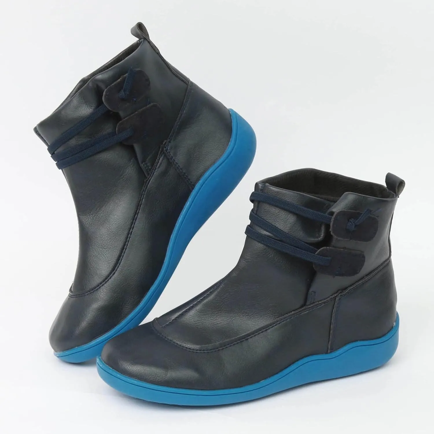 Cathalem Boots for Women Premium Orthopedic Ankle Boots Arch Support Leather Comfortable Side Zip Wedge Booties