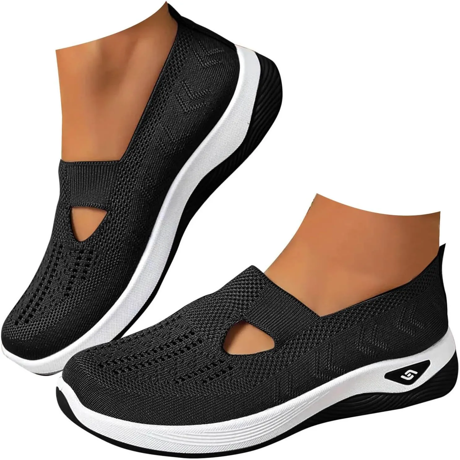 Cathalem Orthopedic Shoes for Women Slip on Sneakers Shoes Women's Woven Orthopedic Breathable Soft Sole Shoes