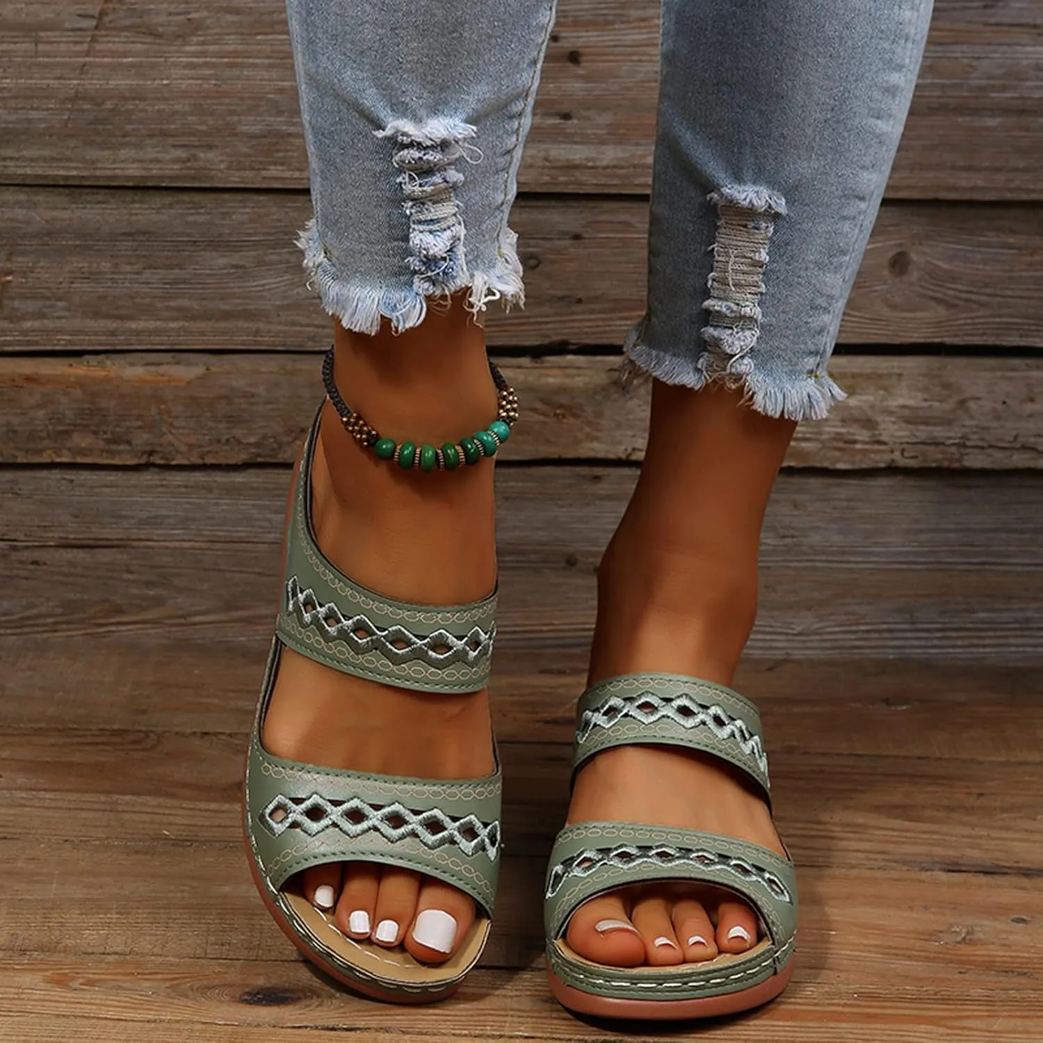 Cathalem Orthopedic Wedge Sandals for Women Summer Dressy Open Toe Ankle Strap Platform Sandals Comfortable Casual Low Wedges Sandals