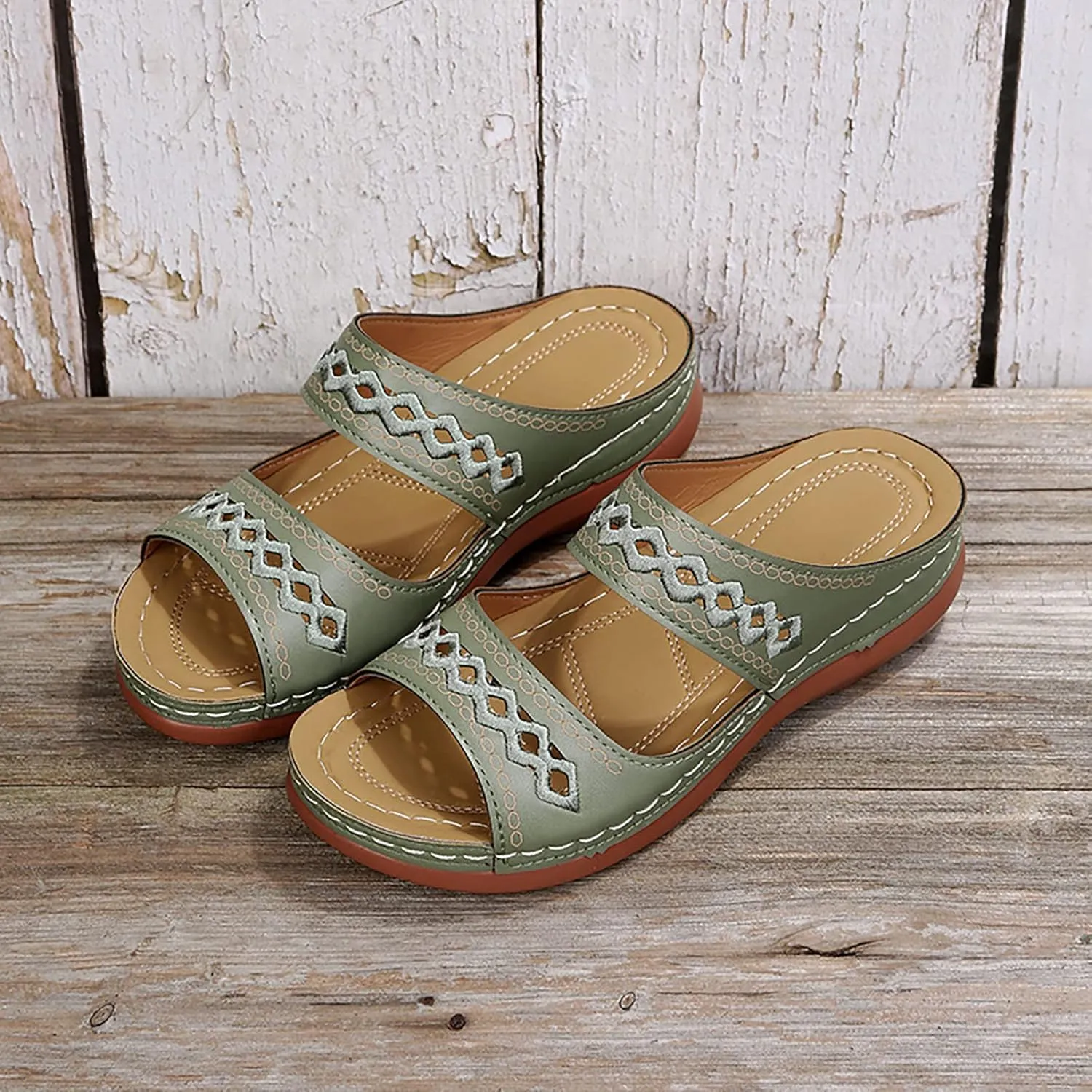 Cathalem Orthopedic Wedge Sandals for Women Summer Dressy Open Toe Ankle Strap Platform Sandals Comfortable Casual Low Wedges Sandals