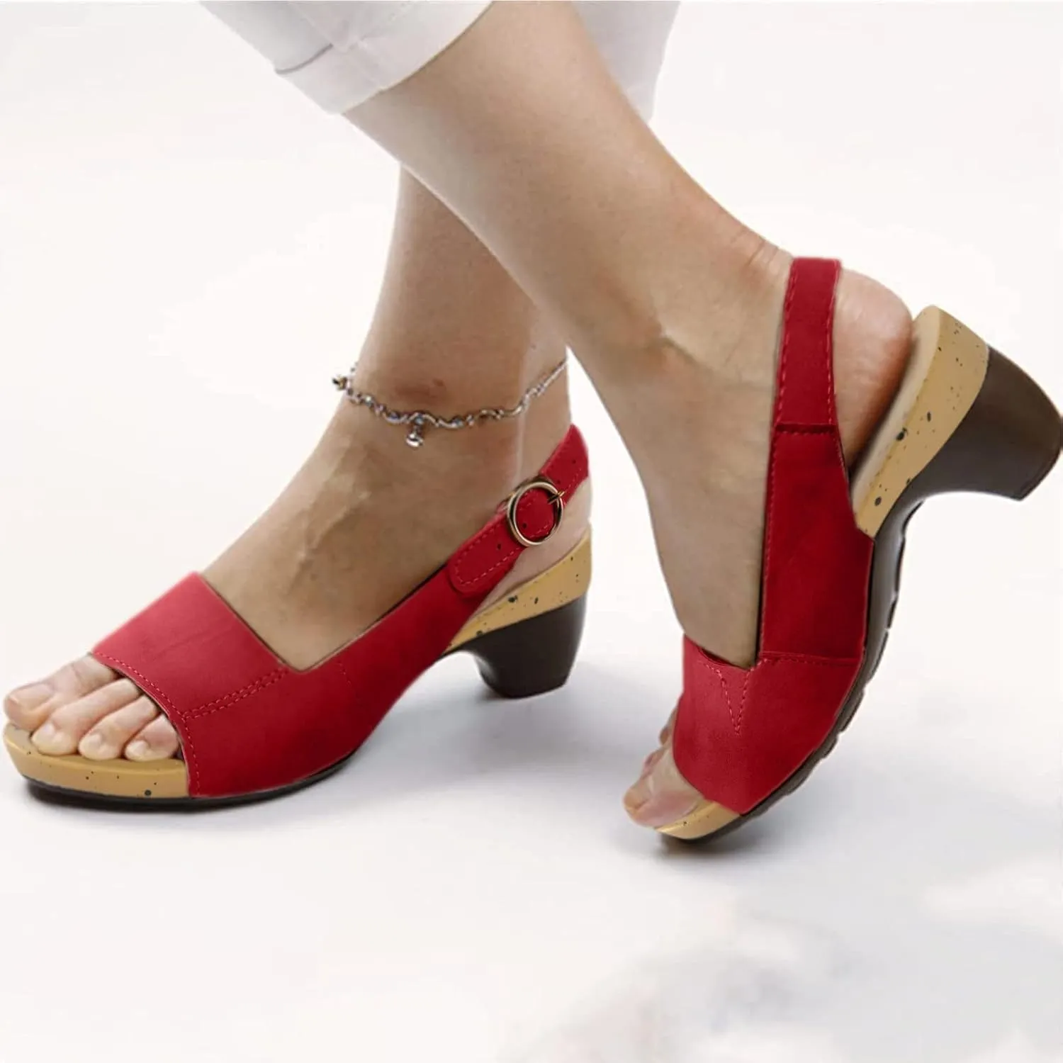 Cathalem Sandals for Women Wide Orthotic Sandals Ultra-Comfy Breathable Sandals Wedge Peep Toe Dotmalls Shoes