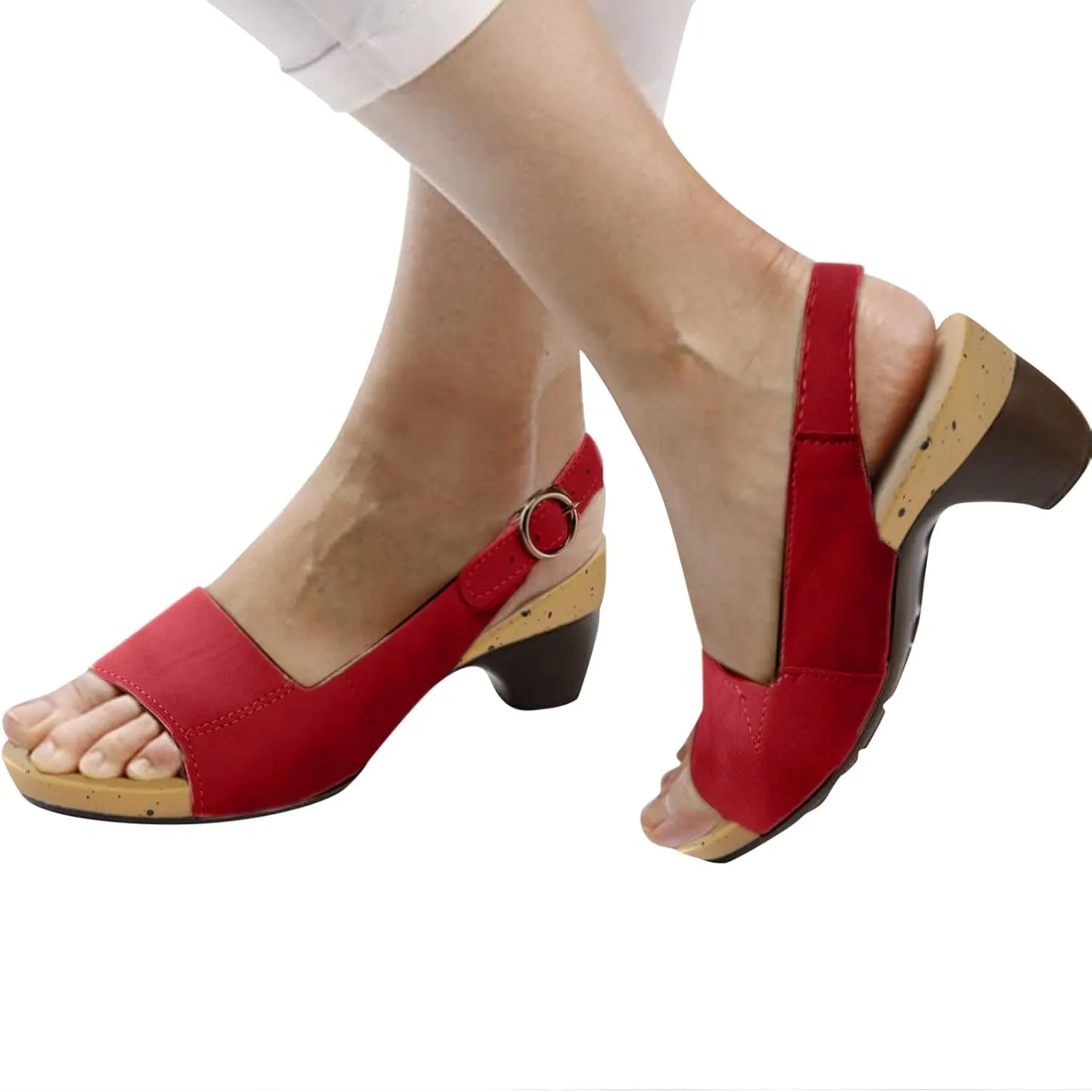 Cathalem Sandals for Women Wide Orthotic Sandals Ultra-Comfy Breathable Sandals Wedge Peep Toe Dotmalls Shoes
