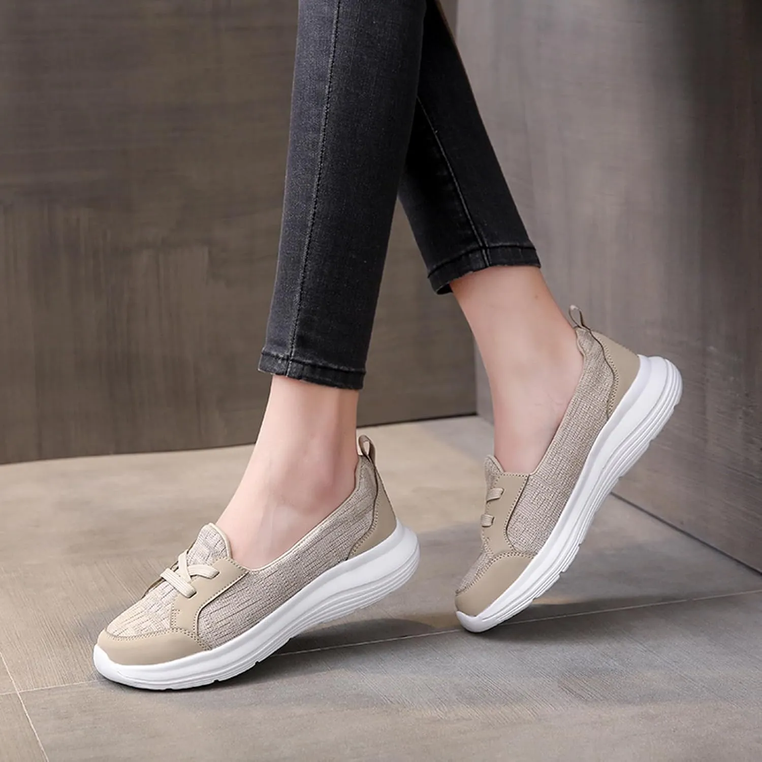 Cathalem Slip on Sneakers Women, Women's Breathable Slip on Arch Support Non-Slip Shoes Comfort Loafers Flats Wide Width