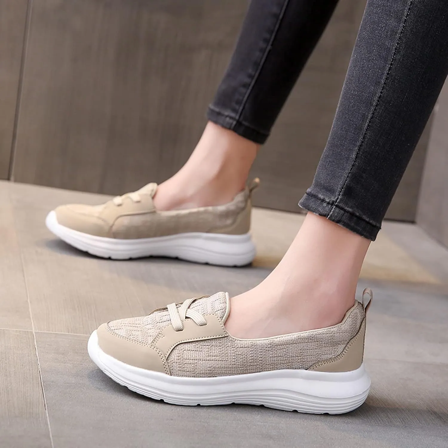 Cathalem Slip on Sneakers Women, Women's Breathable Slip on Arch Support Non-Slip Shoes Comfort Loafers Flats Wide Width