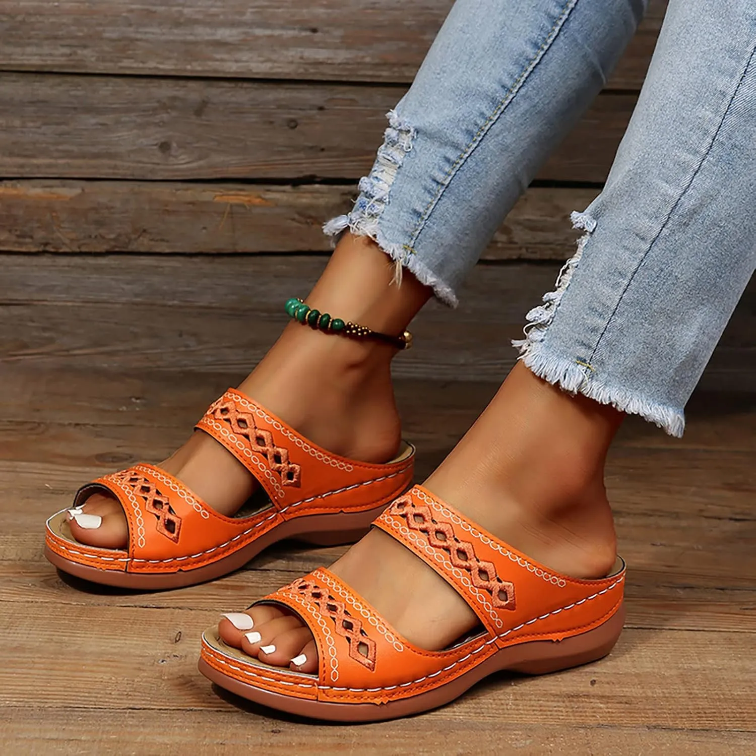 Cathalem Summer Sandals for Women 2024, Orthopedic Wedge Sandals for Women Dressy Summer Walking Sandals with Arch Support