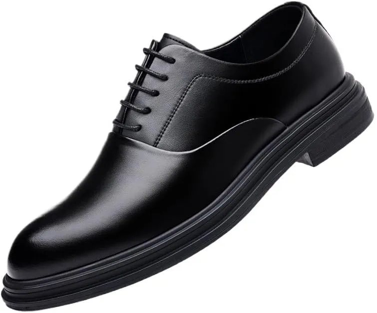 Classic Men's Leather Dress Shoes Mens Casual Lightweight Comfortable Lace Up Oxford Shoes