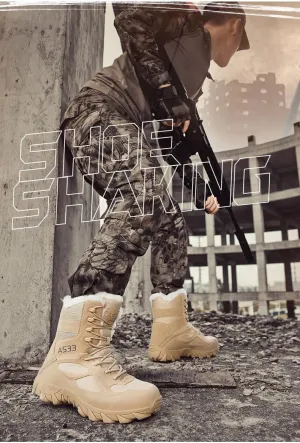 Durable Men's Tactical Hiking Boots - Non-Slip Snow Boots for Winter Outdoor Activities
