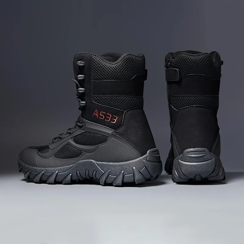 Durable Men's Tactical Hiking Boots - Non-Slip Snow Boots for Winter Outdoor Activities