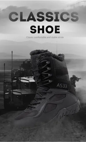 Durable Men's Tactical Hiking Boots - Non-Slip Snow Boots for Winter Outdoor Activities