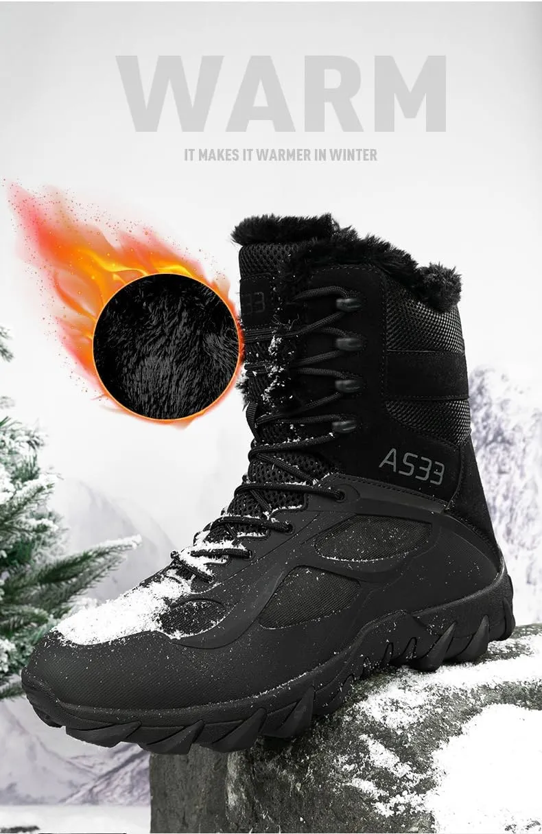 Durable Men's Tactical Hiking Boots - Non-Slip Snow Boots for Winter Outdoor Activities