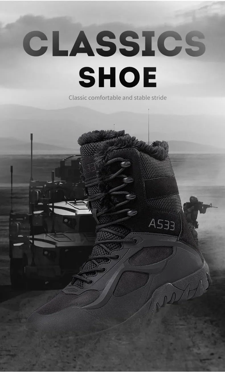 Durable Men's Tactical Hiking Boots - Non-Slip Snow Boots for Winter Outdoor Activities