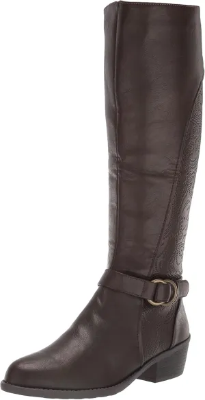 Easy Street Women's Luella Knee High Boot, Brown/Brown Embossed/Gore, 8.5