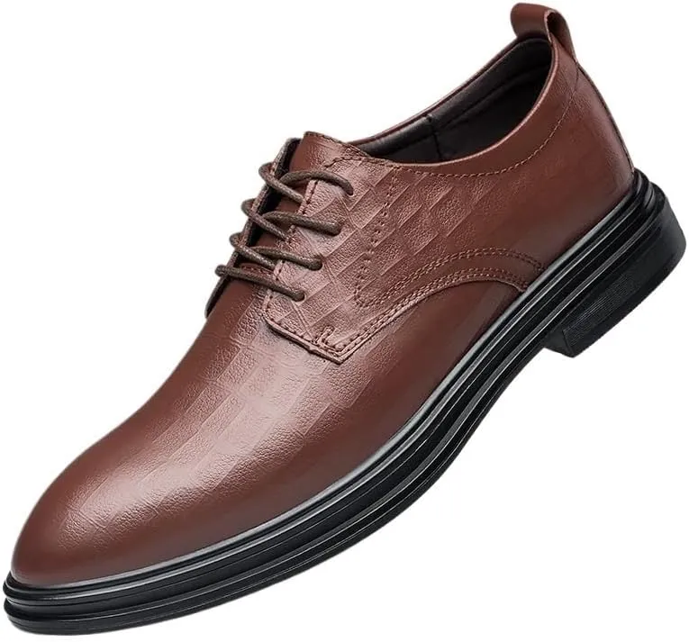 Elegant Mens Wedding Dress Shoes, Men Leather Casual Breathable Oxford Shoe with Heel Business Social Shoe Male Dress Shoes