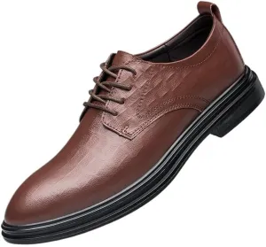 Elegant Mens Wedding Dress Shoes, Men Leather Casual Breathable Oxford Shoe with Heel Business Social Shoe Male Dress Shoes