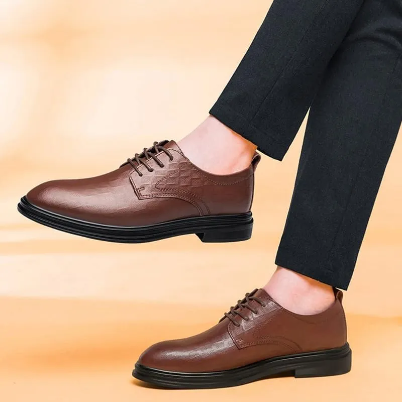 Elegant Mens Wedding Dress Shoes, Men Leather Casual Breathable Oxford Shoe with Heel Business Social Shoe Male Dress Shoes
