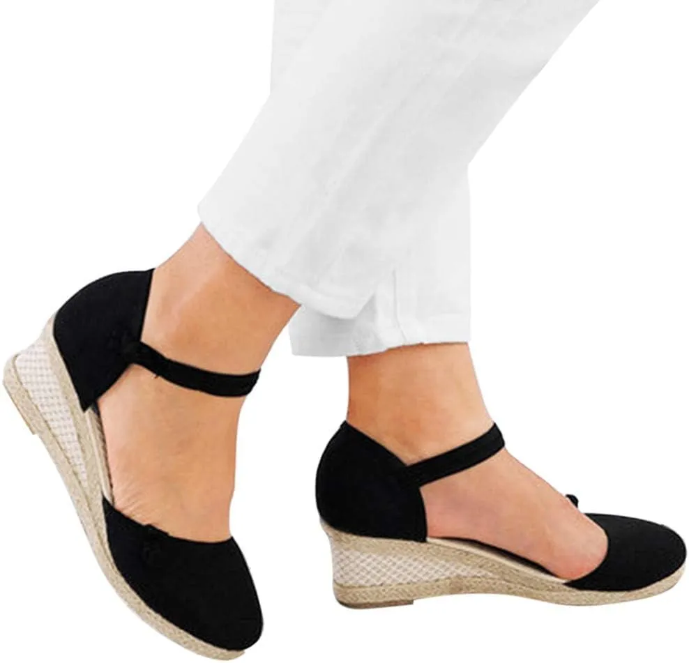 Espadrille Wedge Womens Wedges Sandals Platform Closed Open Toe Ankle Strap Slingback Summer Casual Lace Up Wedge 2025 Casual Dressy Anti Slip with Adjustable Buckle Shoes Sandals