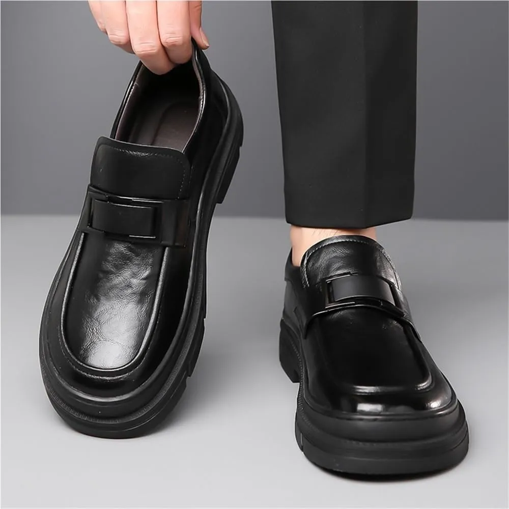 Fashion Men Shoes Suede Vamp Moccasins Shoe Office Solid Color Round Toe Slip On