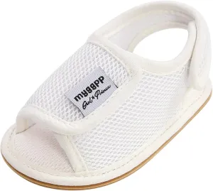 Flat Casual Non-Slip Soft Sole Mesh Sandals Rubber Girls Sandals Walking Shoes Toddler Girl Flip Flops (White, 11-6M)