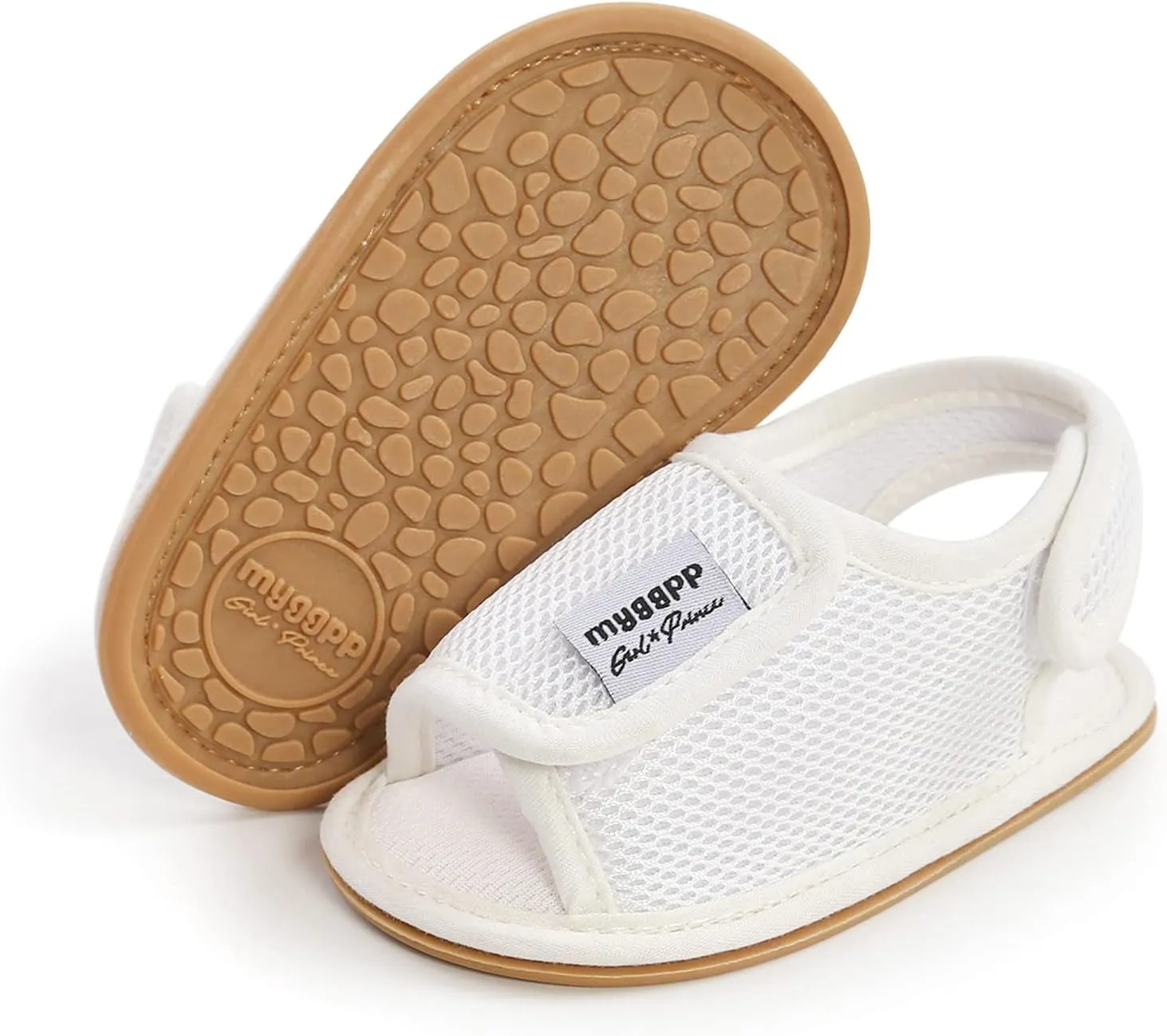 Flat Casual Non-Slip Soft Sole Mesh Sandals Rubber Girls Sandals Walking Shoes Toddler Girl Flip Flops (White, 11-6M)