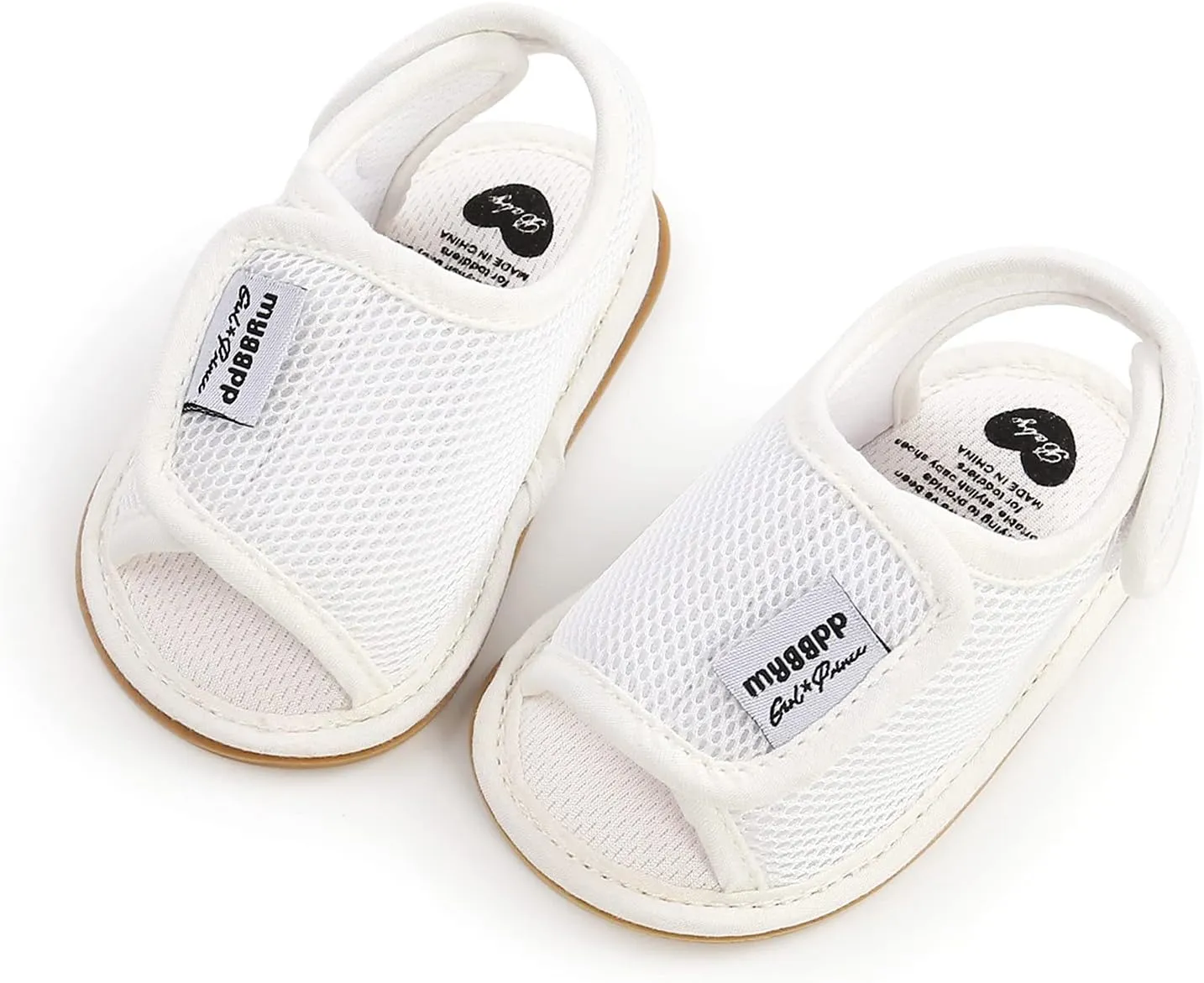 Flat Casual Non-Slip Soft Sole Mesh Sandals Rubber Girls Sandals Walking Shoes Toddler Girl Flip Flops (White, 11-6M)