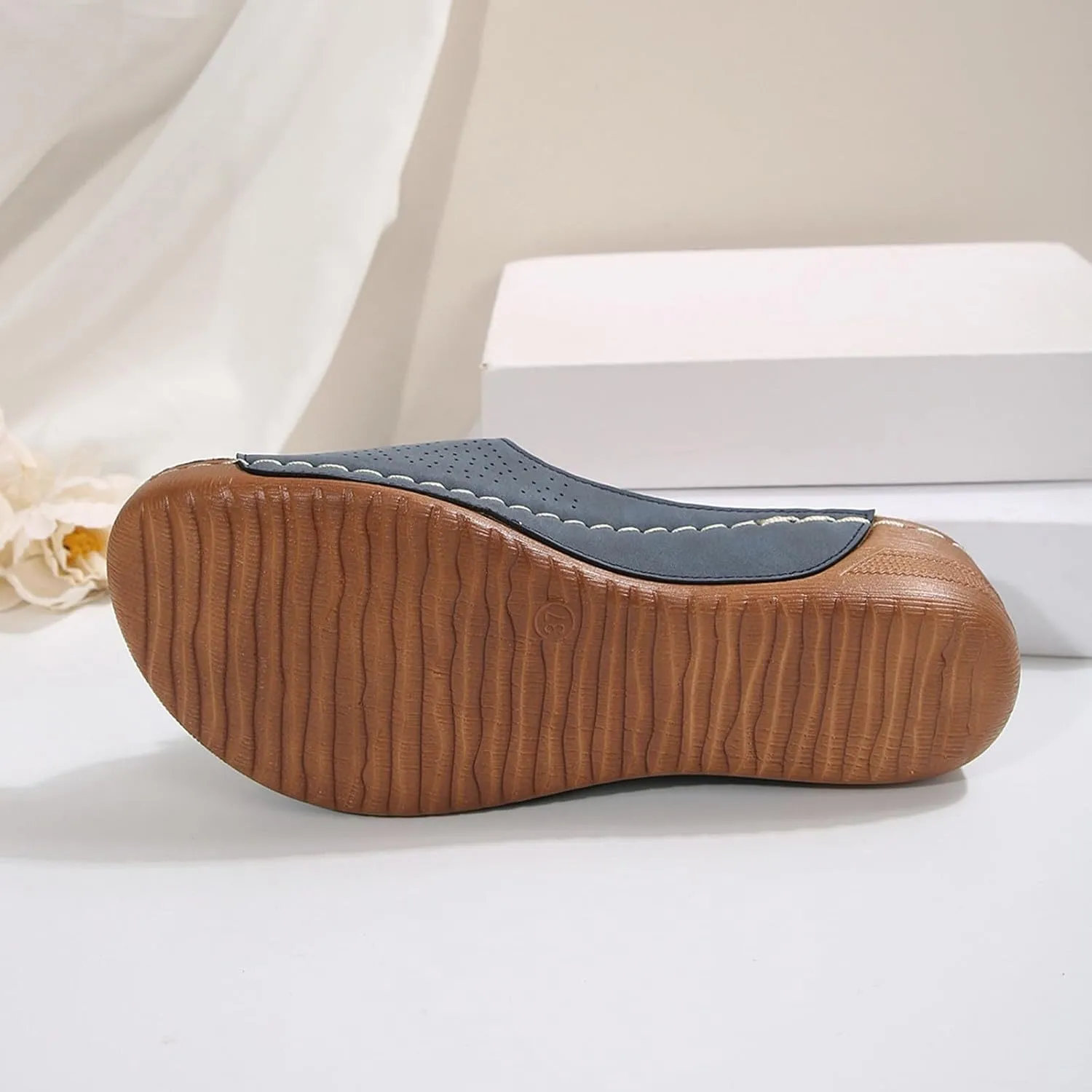 Flowers Orthopedic Sandals for Women Arch Support Fish Mouth Open Toe Leather Slippers Wedge Platform Sandal
